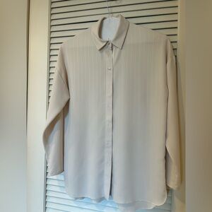 Cream blouse with white pinstripes